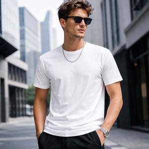 Camiseta Blanca Lisa de Punto para Hombre, Transpirable, de Secado Rápido, Holgada, Informal, para Gimnasio, Deportes, Camiseta Básica de Verano - Product Image 1