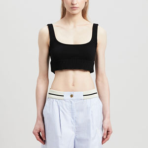 Wholesale Custom Embroidery logo Women Knitted Ribbed Crop tank <b>Top</b> - Product Image 6