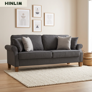Nuhoom Chesterfield <b>Sofa</b> Set Malaysian Oak Legs Buckram Fabric Durable Three Seat Pillow Back English Rolled Modern Classic - Product Image 2