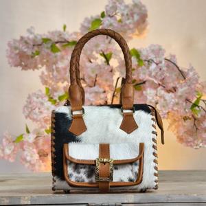 Bolso de Mano de Cuero Vacuno de Lujo con Asas Trenzadas y Correa Cruzada, Cierre de Cremallera Resistente - Product Image 2