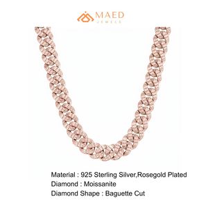 Collier en Moissanite Plaqué Or Rose, Chaîne Maille Cubaine, Élégant, pour Femme et Homme, Cadeau de Fête, Style Hip Hop, Bijoux de la Ville de New York, États-Unis - Product Image 6