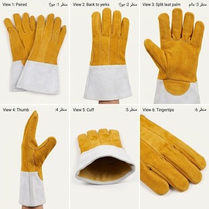 Gants de sécurité professionnels en cuir de vache fendu pour le soudage, travail industriel, résistants au feu et à l'abrasion, protection des mains - Product Image 4