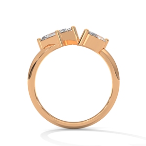 Rose Gold Emerald Cut Moissanite <b>Ring</b> Oval and Marquise Cut Three Stone Engagement <b>Ring</b> for Women - Product Image 2