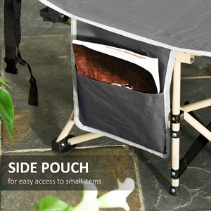Lettino da Campeggio Pieghevole Grigio Portatile per Adulti con Borsa per il Trasporto e Tasche Laterali per Viaggi, Campeggio e Vacanze - Product Image 6