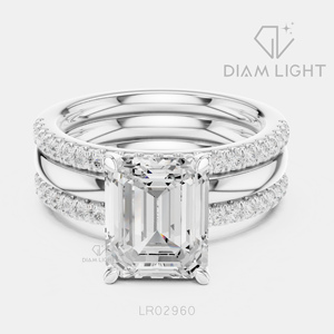 Bague de mariage en or blanc 14 carats avec diamant de laboratoire taille émeraude 2,83 carats, certifiée IGI, bijou raffiné, cadeau pour fiançailles, mariage ou anniversaire - Product Image 1
