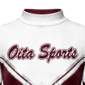 Maillot de cheerleading sublimé blanc bordeaux à manches longues – Tenue de sport athlétique pour l'entraînement, la pratique et la compétition - Product Image 3