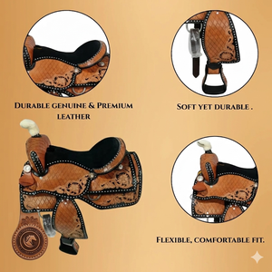 Nouvelle Selle de Cheval Western en Cuir 2026 avec Motifs Floraux et Ferrures en Laiton Couleur Marron - Product Image 2