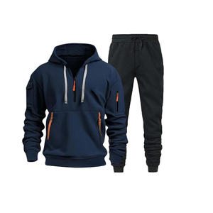Conjunto de Sudadera con Capucha y Pantalones de Forro Polar Cálidos para Hombre, OEM Personalizado al por Mayor, Chándal Oversize Casual de Invierno para Exteriores con Bolsillos con Cremallera - Product Image 4