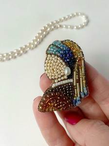 glass bead brooch <b>sequined</b> brooch fabric brooch textile brooch needlework brooch embroidered jewelry beaded accessory fashion pi - Product Image 5