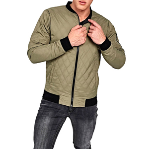 High Quality <b>Zip</b>-<b>Up</b> Men's Bomber Jacket with Stand Collar Long Sleeve Winter Wear-Quick Dry & Breathable - Product Image 1
