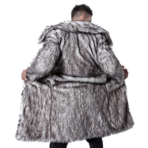 New Design <b>Men's</b> Eco-Friendly Thick Faux Fur Parka <b>Long</b> Artificial Fur Lapel - Product Image 1