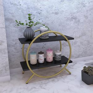 Étagère à épices à 2 niveaux pour comptoir de cuisine, support à masala en bois et métal, rangement multifonctionnel pour condiments et assaisonnements - Product Image 2