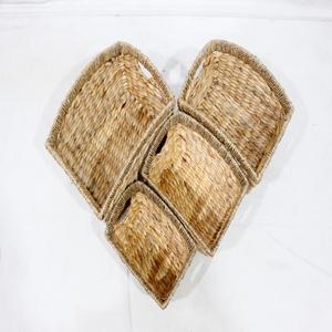 Set of 4 Eco-Friendly <b>Water</b> <b>Hyacinth</b> <b>Storage</b> <b>Baskets</b> with Handles Rustic Rectangle Design for Home Indoor Use - Product Image 2