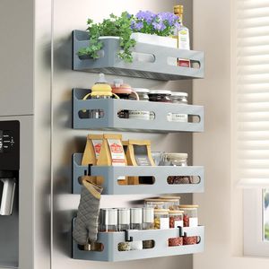 4 Pack Strong Magnetic Spice Rack for Refrigerator Multipurpose 4-Hook <b>Shelf</b> Organizer for <b>Kitchen</b> & Bathroom - Product Image 1