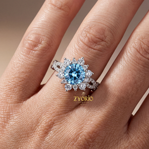 แหวนหมั้นเพชรแซฟไฟร์สีน้ำเงินสุดหรู ผลิตในห้องปฏิบัติการ เงินแท้ 925 ทอง 14K 18K รับรองโดย IGI เครื่องประดับสั่งทำสำหรับผู้หญิง - Product Image 4