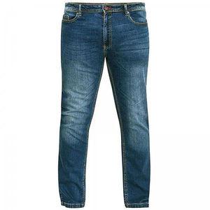 Jean en denim décontracté pour homme, coupe droite, taille haute, effet usé, 100 % coton respirant, bas de tenue tendance - Product Image 2