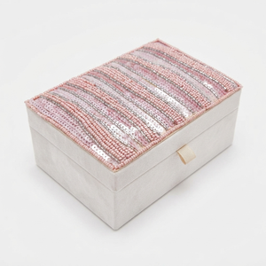 Pink Silver Beaded Jewellery Box Handmade Decorative Jewelry <b>Case</b> Luxury Gift Storage Box OEM Factory Supply - Product Image 1