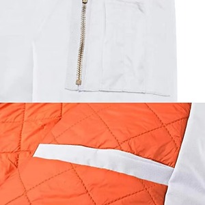 Blouson bomber blanc pour homme, fermeture éclair, couleur unie, vêtement d'extérieur décontracté, pour l'automne, coupe classique, en polyester - Product Image 3