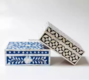 Boîte à bijoux en os incrusté, artisanale, décorative, coffret de rangement, best-seller, cadeau de luxe, artisanat moderne, prix de gros - Product Image 1