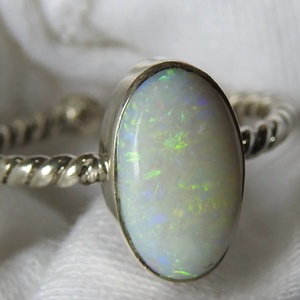 แหวนโอปอลออสเตรเลียปรับขนาดได้-เงินแท้ 925-พลอยประจำเดือนตุลาคม-โอปอลดับเบิ้ล-เครื่องประดับทำมือ-ของขวัญสำหรับเธอ-MS - Product Image 1