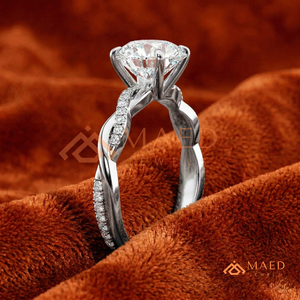 925 Sterling <b>Silver</b> Round Cut Moissanite/Diamond Engagement <b>Ring</b> for Women, Twisted Pave Diamond Band <b>Solitaire</b> <b>Ring</b> - Product Image 2