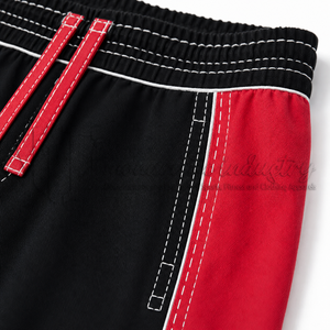 Pantalones Casuales Negros y Rojos para Hombre, Estilo Urbano Personalizado, Corte Holgado, Pierna Recta, Cintura con Cordón, Paneles en Contraste, Fabricante - Product Image 6