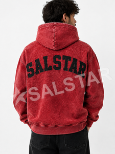 Veste à capuche en jean délavé vintage pour homme, logo personnalisé, coupe oversize, fermeture éclair, streetwear, veste décontractée - Product Image 2
