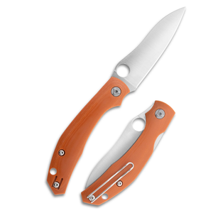 Cuchillos Plegables de Acero Inoxidable con Mango Naranja, Hoja con Acabado Satinado y Borde Liso, Orificio de Apertura con el Pulgar, Clip de Bolsillo y Diseño Ergonómico - Product Image 2