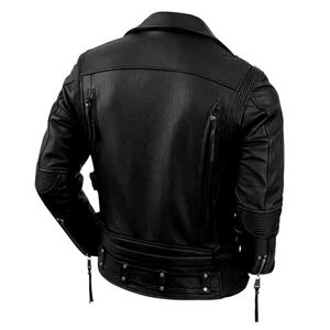 Customized Leather <b>Jacket</b> for <b>men</b> In High Quality Heavyweight Windbreak Zip up Custom Stand Collar - Product Image 5