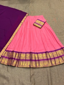 Conjunto de Lehenga Choli de Seda Kanjivaram del Sur de la India, Sin Arrugas, Tejido Tradicional Zari, para Bodas, Fiestas, Diwali, Graduaciones - Product Image 4