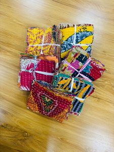 Échantillons de tissu indien vintage Kantha, carrés de 5 pouces, pré-coupés, 100% coton, pack de charmes pour couture et patchwork - Product Image 5