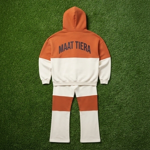 <b>Men</b> Orange White Color Block <b>Zip</b> Hoodie <b>Shorts</b> Flare Pants Tracksuit Sets Custom Streetwear Matching Casual Fashion - Product Image 6