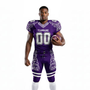 Nuevo Estilo Unisex, Jersey de Fútbol Americano Estampado en Color Morado, Uniformes con Cuello en V, Mangas Cortas, Transpirable, Absorbe la Humedad, UPF 50 - Product Image 1