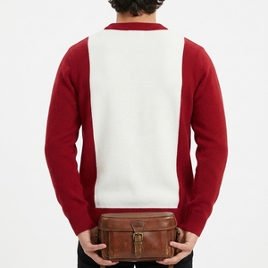 Wholesale <b>Custom</b> Red White Cable Knit Button Up Varsity Cardigan Chenille Patch Sorority Sweater Unisex Greek Apparel - Product Image 5