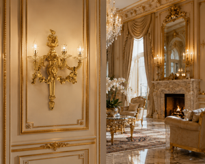 Statement Venetian Baroque Luxury Wall <b>Sconce</b> Decorative Wall <b>Light</b> with Elaborate Ornamental Mirror Detailing, Decorative Brass - Product Image 1