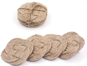 Handcrafted Jute <b>Rope</b> Coasters Natural Braided Drink Mats for Table Protection Eco Friendly Rustic Home Decor - Product Image 2