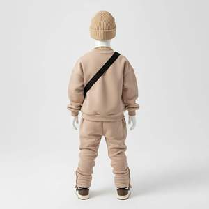 Ensemble de vêtements vintage pour enfants, survêtements deux pièces à motif uni pour petits enfants 2026 - Product Image 6