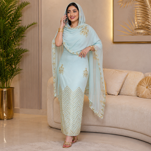 Elegante Toub Sudanés, Tela de Voile 100% Algodón |   Tela para Vestido Africano Bordado con Diseño Floral Tradicional, Ligero y Transpirable - Product Image 4