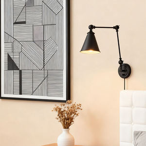 Lampe murale vintage pliable noire/dorée à bras articulé réglable pour salon, chambre, hôtel, applique murale, lampe de lecture de chevet - Product Image 4
