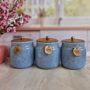 Juego de recipientes rústicos para almacenamiento de cocina con tapa de madera y etiqueta, organizador decorativo para encimera, contenedor para té, café y azúcar - Product Image 5