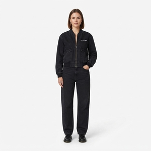 Women Black Denim Bomber Jacket And <b>Jogger</b> <b>Jeans</b> Set Casual Two Piece Matching Denim Outfit Streetwear Fashion - Product Image 1