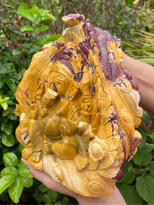 Estatua de Ganesha de Jaspe Mookaite Natural Tallada a Mano, Rara, para Feng Shui, 9x9 Pulgadas, Decoración del Hogar, Proveedor Mayorista OEM ODM - Product Image 4