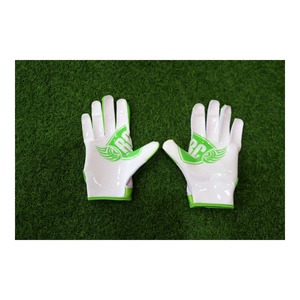 Gants de football américain personnalisés blancs et verts, gants de receveur respirants, équipement sportif d'entraînement athlétique - Product Image 1