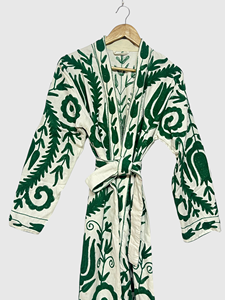 Velvet Plus Size Women'<b>s</b> Jacket Shawl Collar Nine Quarter Sleeve Hand Embroidered Geometric Pattern Long Coat Autumn Wear - Product Image 5