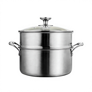 Elegante Olla Vaporera con Cuerpo de Acero Inoxidable Resistente, Tapa de Vidrio Templado y Diseño de Cocción Multinivel, Cómoda de Usar - Product Image 1