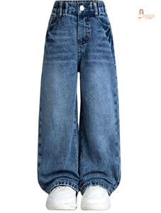 Pantalones Vaqueros de Mezclilla para Niños, Estilo Casual, Color Blanco Desgastado, Corte Holgado, Tallas Grandes, para Primavera y Otoño - Product Image 2