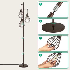 Lampe sur pied en or luxueux avec base en marbre et abat-jour en tissu pour une décoration intérieure élégante - Product Image 4