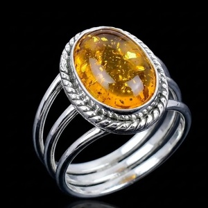 Bague en ambre baltique naturel, argent sterling 925, bague faite à la main, ambre taillé ovale, bijoux en argent, fournisseur en gros - Product Image 3
