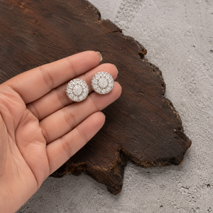 Boucles d'oreilles clous en argent sterling 925 avec moissanite taille brillant ronde, motif soleil, bijoux fins de luxe tendance hip-hop personnalisés - Product Image 1