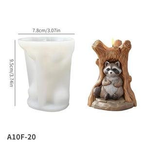 Molde de Silicona para Velas de Yeso y Resina Epoxi, Diseño Creativo de Mapache, Decoración para el Hogar, Micropaisaje - Product Image 6